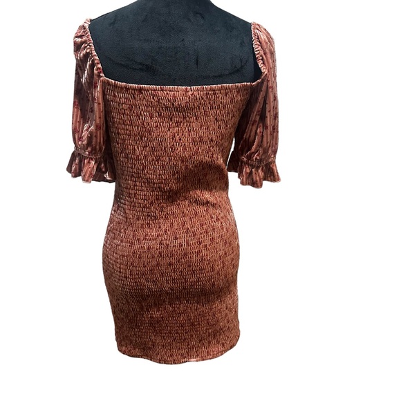 Lulus My Fleur-Ever Rusty Rose Floral Print Velvet Smocked Mini Dress XL NWT - Picture 13 of 14